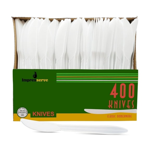 Impresserve White Disposable Plastic Knives - 400 Count