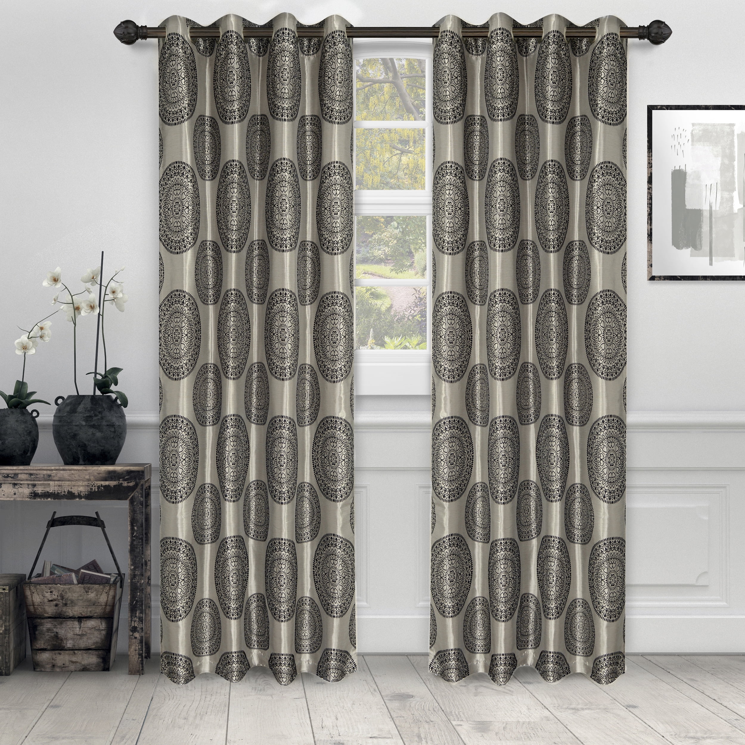 Impression Jarwick Textured Jacquard Curtain Set of 2 with Grommet Top Header