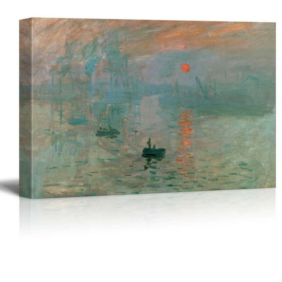 Impression Sunrise by Claude Monet Giclee Canvas Prints Wrapped Gallery Wall Art | Stretched and Framed Ready to Hang - 32" x 48"