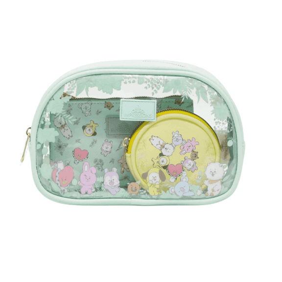 Impression Vanity BT21 3-PC. Makeup Bag Set with large, Medium, and Small Pouches, Makeup Organization with an Inner Slip Pocket