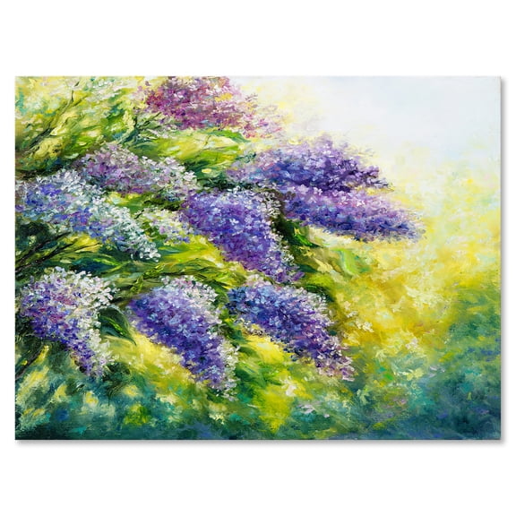 Impressionism Lilac Tree In The Garden 8 in x 12 in Painting Canvas Art Print, by Designart