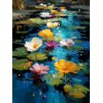 thumbnail image 1 of Impressionist Abstract Floral Pond Canvas Painting, Minimalist Flower Art for Living Room Bedroom, 1 of 8