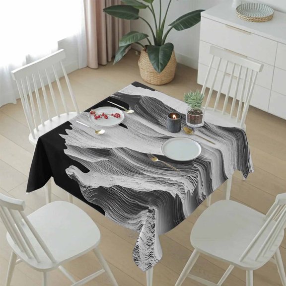 Impressionist Art Abstract Hill Scene Table Cloth 54x54in, Waterproof Square Tablecloth Wipeable Tablecloths Massif Monochrome Art Table Covers for Dining Tables Party Indoor Outdoor