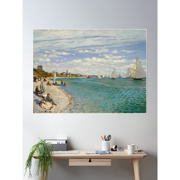 Impressionist Art Regatta At Sainte-Adresse (1867) By Claude Monet Poster Wall Art, Modern Wall Decor For Living Room Bedroom, 8x12 UNFRAMED