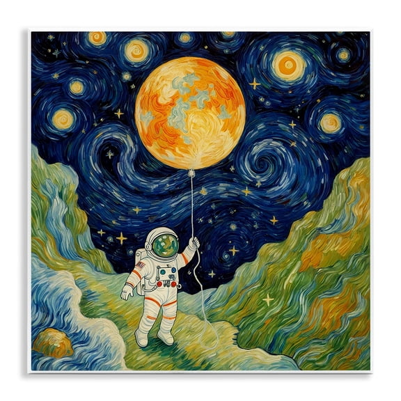 Impressionist Astronaut in Space Wall Plaque Art, design by Angie Hawke