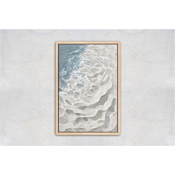 Impressionist Blue Sea Foam Canvas Print Textured Ocean Wave Coastal Wall Decor, Poster Only