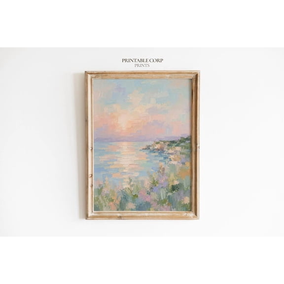 Impressionist Coastal Sunset Ocean Coastal Home Decor Wall Art