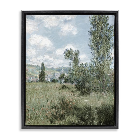 Stupell Industries Impressionist Countryside Dappled Clouds Black Framed Floater Canvas Wall Art, design by Corinne Haig