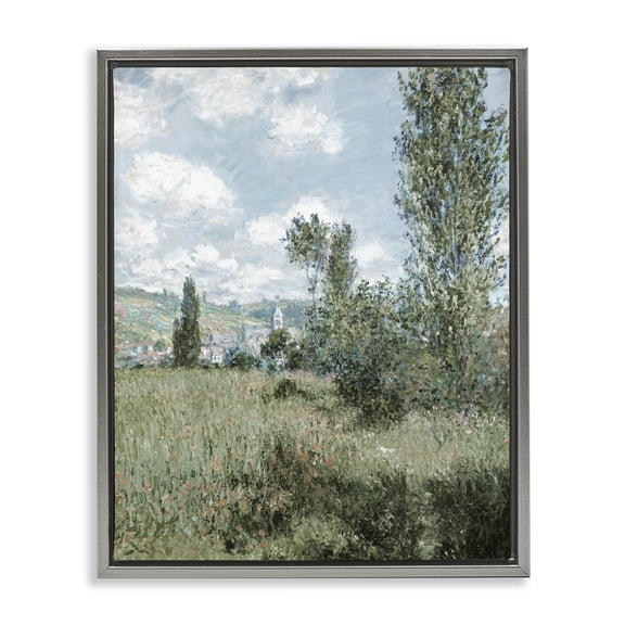 Stupell Industries Impressionist Countryside Dappled Clouds Gray Framed Floater Canvas Wall Art, design by Corinne Haig
