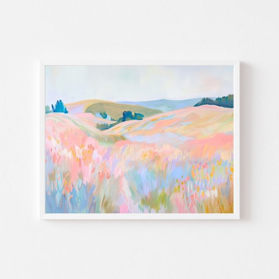 Impressionist Field Pastel Meadow Landscape Art Print Unframed Paper Print