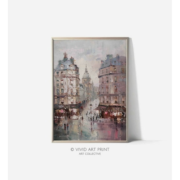 Impressionist Fine Art "Paris Night Reflections" Wall Art Decor, Vivid Art Print Pr-921 Wall Art, Modern Wall Decor, 8x12 UNFRAMED