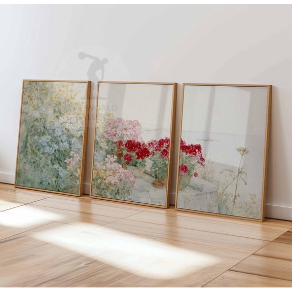 Impressionist Floral Garden Art Prints Botanical Wall Decor Set 3
