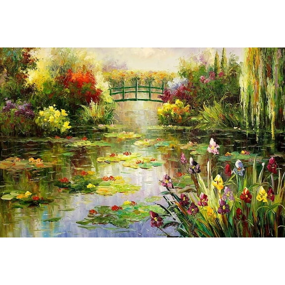 Impressionist Floral Garden Canvas Wall Art, Botanical Landscape Fine Art Print for Home Decor