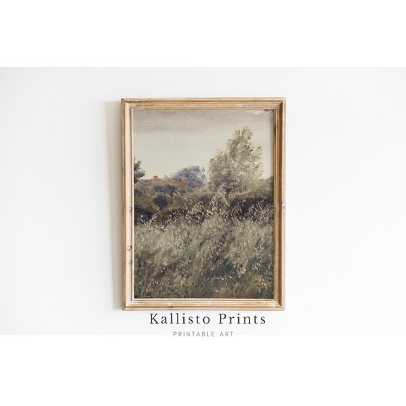 Impressionist Garden Landscape Art Print Poster, Wild Meadow and Trees, Rustic Nature Print Poster, Countryside Decor, Size 8x12 UNFFRAMED F03.1.6l1910