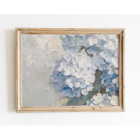 Impressionist Hydrangeas Vintage Landscape Farmhouse Modern Wall Art, Unframed Paper Poster 8x10in