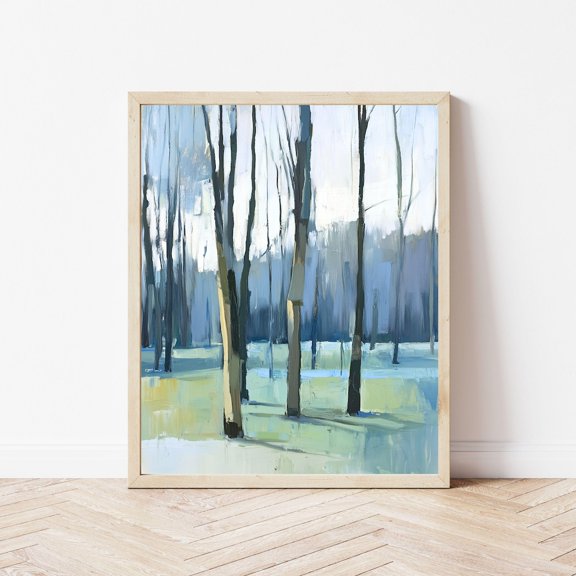 Impressionist Landscape Print Blue And Green Trees Soft Pastel Artwork Peaceful Nature Print Spring Tree Wall Art Early Trees Sallieo, Unframed Paper Print