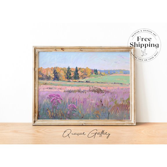 Impressionist Meadow Art Print Field Of Flowers Landscape, Unframed Paper Print