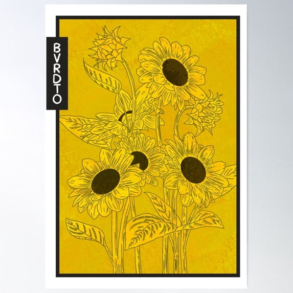 Impressionist Monochromatic Sunflower Poster Wall Art, Modern Wall Decor For Living Room Bedroom, 16x24 UNFRAMED