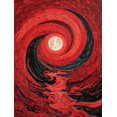 thumbnail image 1 of Impressionist Moon Wave Oil Painting Canvas Print Bar Decor, 1 of 8