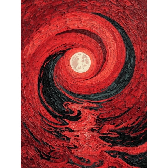 Impressionist Moon Wave Oil Painting Canvas Print Bar Decor