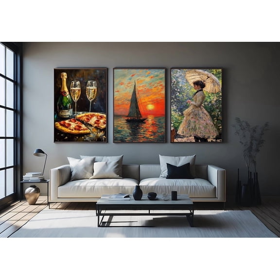 Impressionist Print Classic Landscape Wall Art Set 3 Unframed Paper Print 8x12
