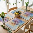 thumbnail image 1 of Impressionist Rainbow Tree with Daisies Placemats Set of 4,Wipeable Washable Table Mats for Dining Tables, Pastel Landscape Place Mats for Kitchen Event Party Tabletop Decor, 1 of 9