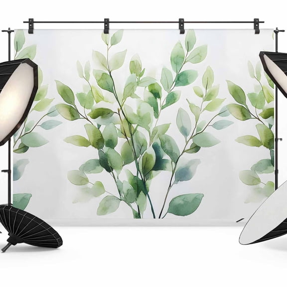 Impressionist Style Backdrop for Photography, Modern Style Green Breach Photo Backdrop Portrait Background Party Banner Photo Backgrounds for Studio Booth Props, 8x6ft
