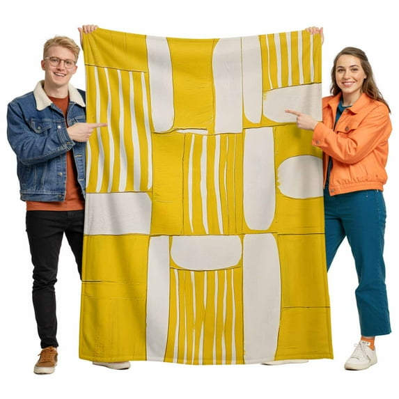 Impressionist Style Flannel Blanket for Bed,Travel and Camping, Yellow Abstract Blurred Color Super Soft Cozy Blanket for All Seasons 30"x40"