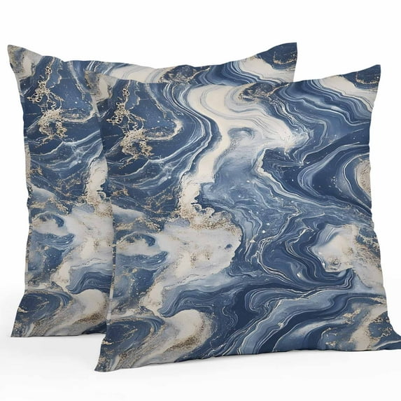 Impressionist Style Outdoor Pillow Covers Pack of 2 Gray Blue Swirling Line Waterproof Throw Pillow Covers Decorative Cushion Cases for Patio Garden Tent Balcony Couch 20x20 inch