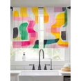thumbnail image 1 of Impressionist Style Sheer Curtains 45 Inches Long 2 Panels Abstract Colorful Line Color Block Light Filtering Semi Sheer Window Curtains Drapes for Bedroom Living Room 52"x45", 1 of 7