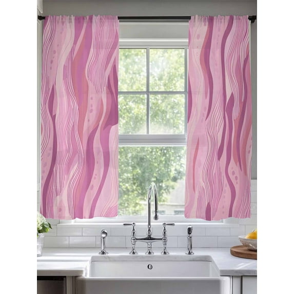 Impressionist Style Sheer Curtains 72 Inches Long 2 Panels Abstract Pink Gradient Minimalist Light Filtering Semi Sheer Window Curtains Drapes for Bedroom Living Room 52"x72"