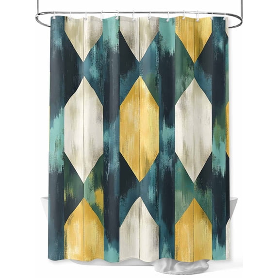 Impressionist Style Shower Curtain Set ,Waterproof Fabric Shower Curtains Green Yellow Blurred Abstract Shower Curtains for Bathroom,Bathroom Decor 60"x72"