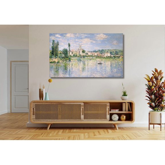Impressionist Summer Landscape Vetheuil Seine River View Wall Art, Unframed Poster