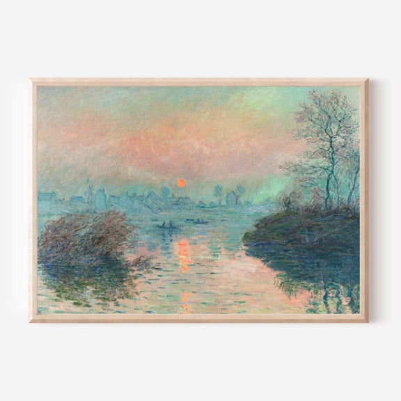 Impressionist Sunset Seine River Landscape Wall Art Decor Unframed Paper Print