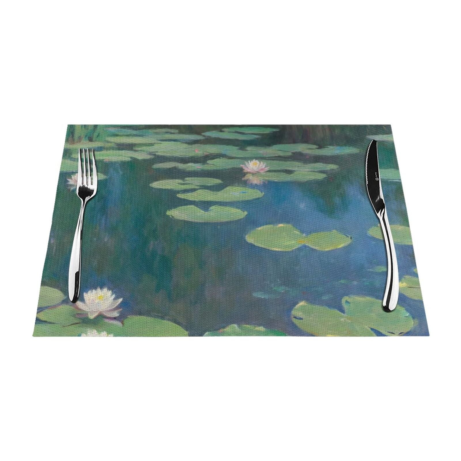 Impressionist Water Lily Pond Oasis of Tranquility placemat erasable, placemat set