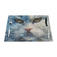 Impressionistic Painting of Serious Cat with Yellow Meal mat, heat