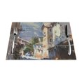 Impressionistic reet Scene with Mountain Background Meal mat, heat