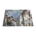 Impressionistic reet Scene with Mountain Background Meal mat, heat