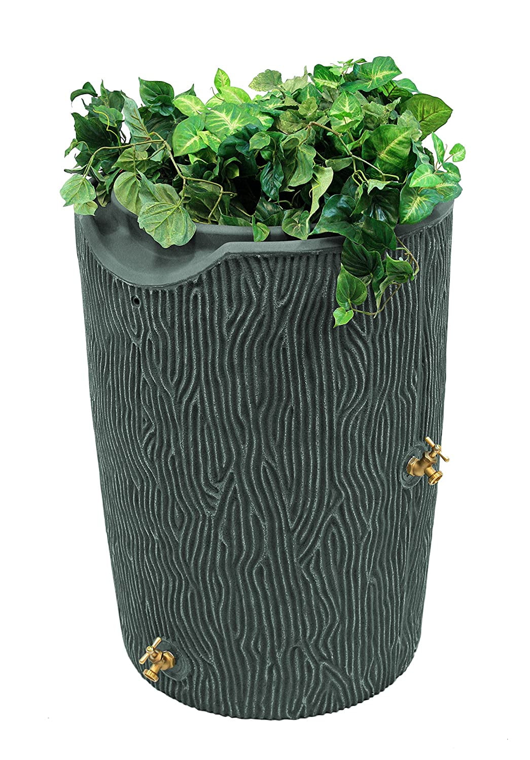 Good Ideas IMP-C90-GRY Impressions Bark 90 Rain Barrel, Gray