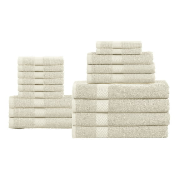 Impressions Bolingbroke Eco-Friendly Cotton 18-Piece Towel Set, Stone