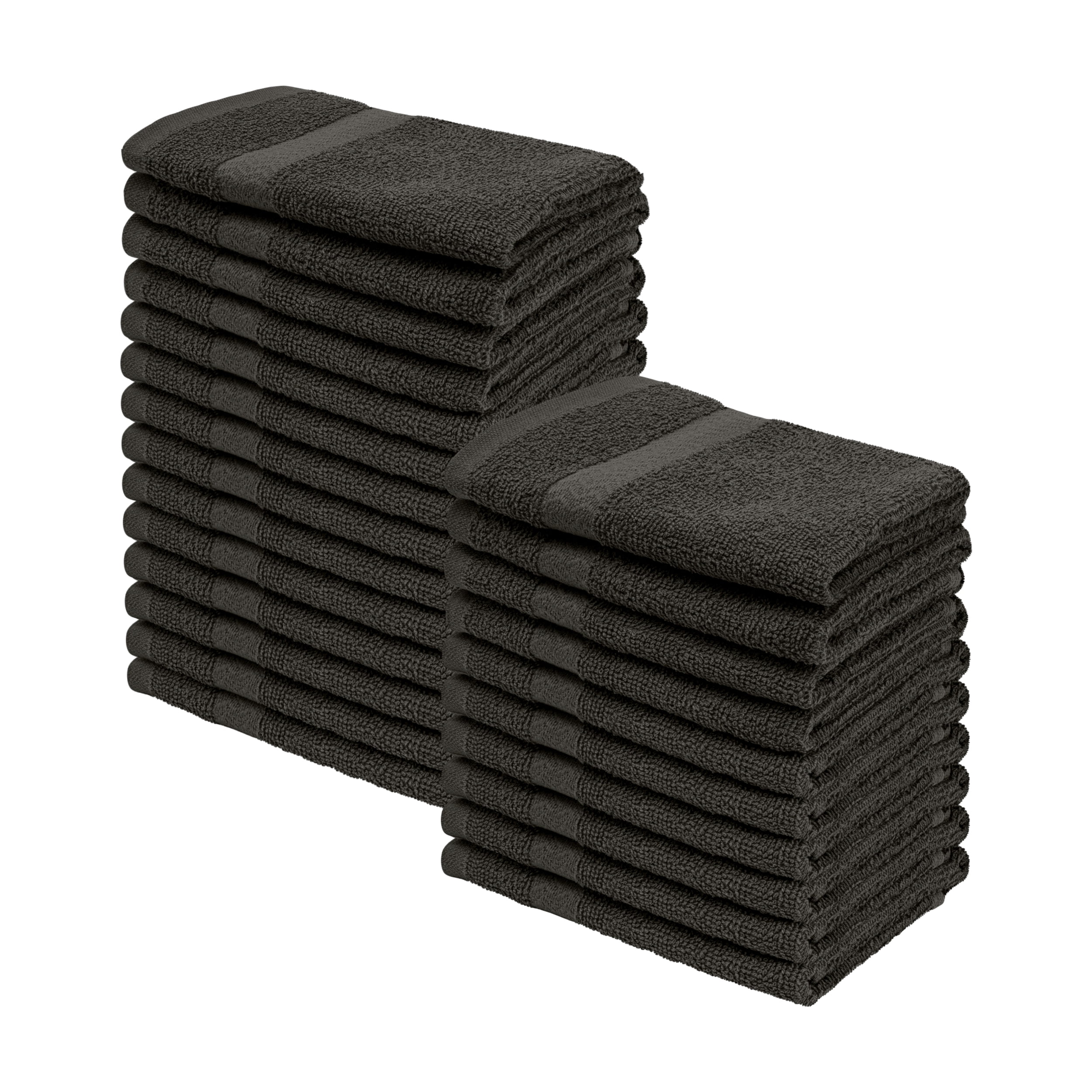 Impressions Bolingbroke Eco-Friendly Cotton 24-Piece Face Towel Set, Black