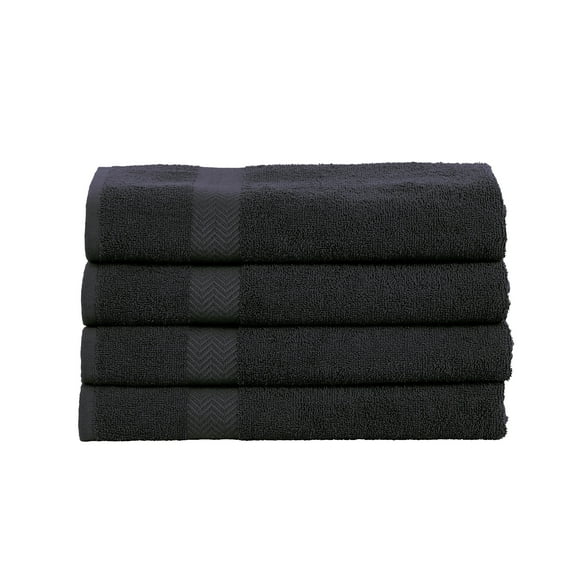 Impressions Bolingbroke Eco-Friendly Cotton 4-Piece Bath Towel Set, Black