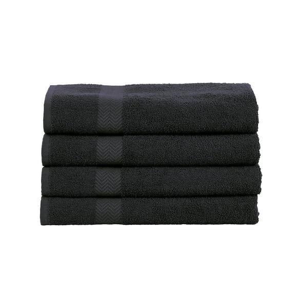 Impressions Bolingbroke Eco-Friendly Cotton 4-Piece Bath Towel Set, Black