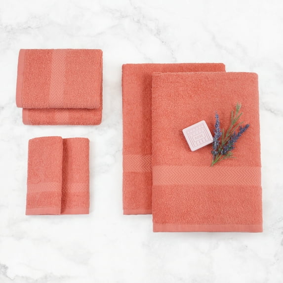 Impressions Bolingbroke Eco-Friendly Cotton 6-Piece Towel Set, Coral