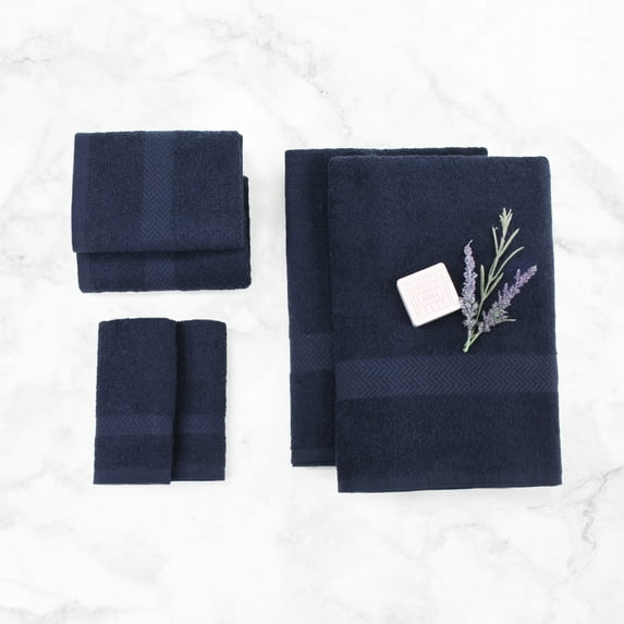 Impressions Bolingbroke Eco-Friendly Cotton 6-Piece Towel Set, Navy Blue