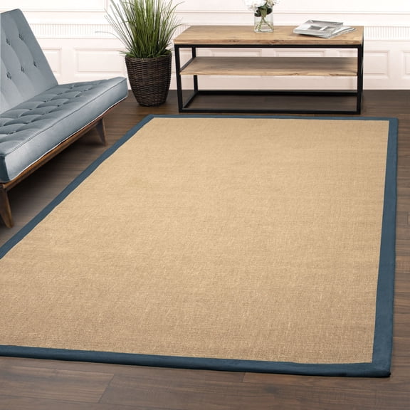 Impressions Bordered Modern Traditional Rustic Area Rug, Blue