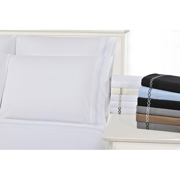 Impressions Cloud Embroidered Microfiber Deep Pocket Sheet Set