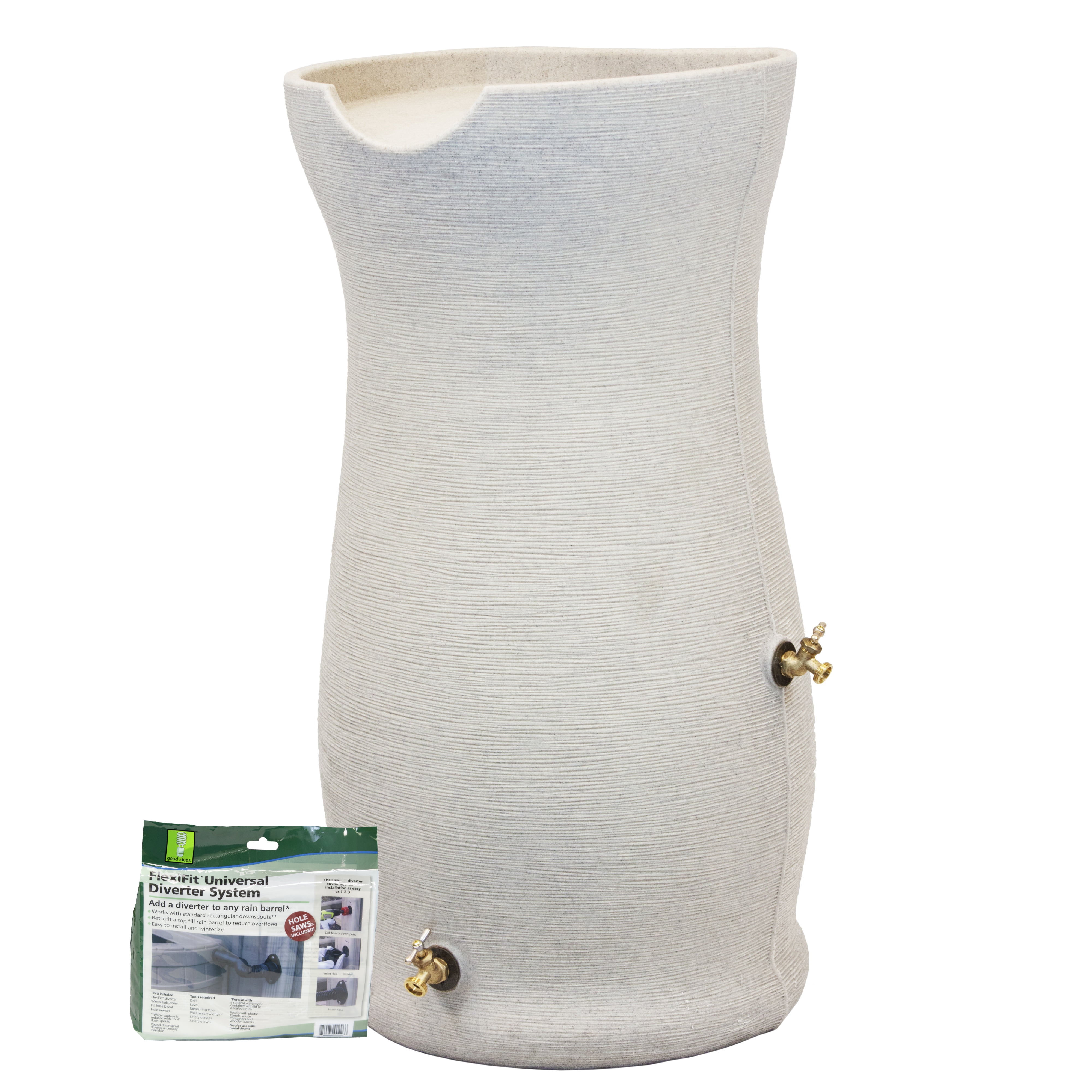 Small Rainsaver Impressions Corsican 50 Gallon Rain Saver with Diverter - Sandstone ...