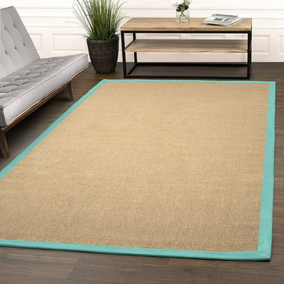 Impressions Eilonwy Jute Hand-Woven Indoor Area Rug, 6' x 9', Turquoise