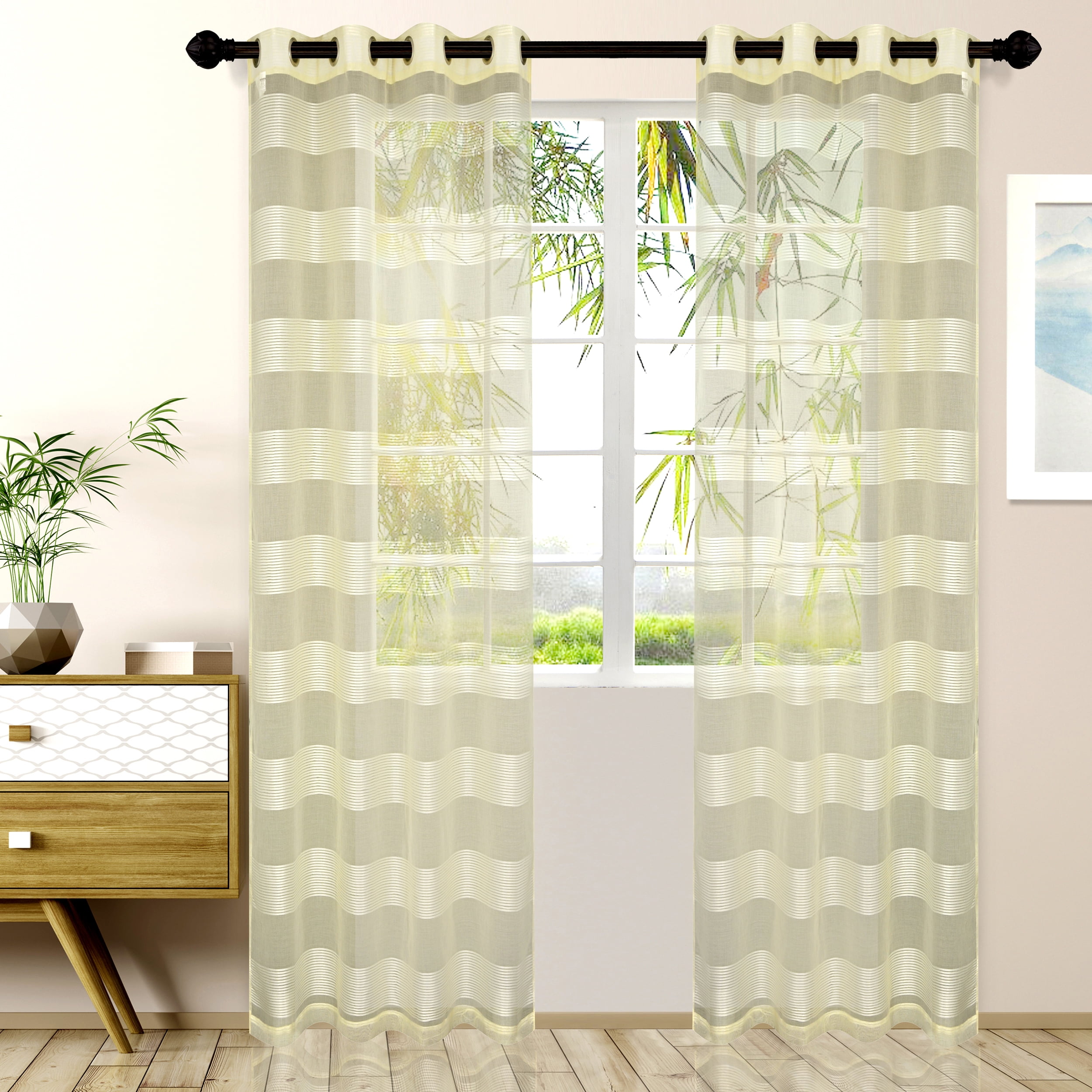 Cream Sheer Polyester Grommet Window Panel for Kids